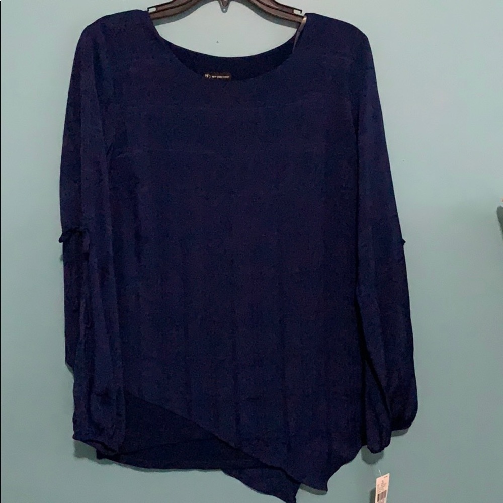 New Directions Long sleeve blue print shirt